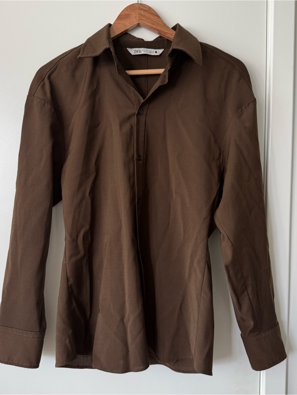 Zara Brown Button-Down Long-Sleeve Shirt